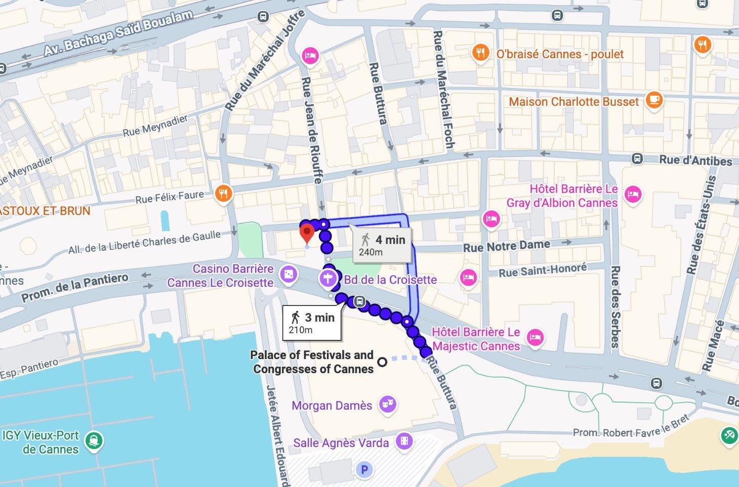 Map to the Conveo Loft, 4 Rue Bivouac Napoléon, Cannes